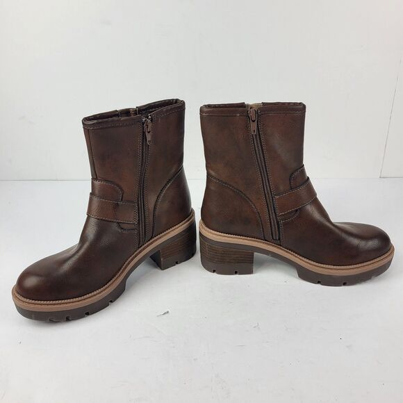 BOC By Born Women's Monika Stacked Heel Moto Boots Brown size 6M - Picture 10 of 14
